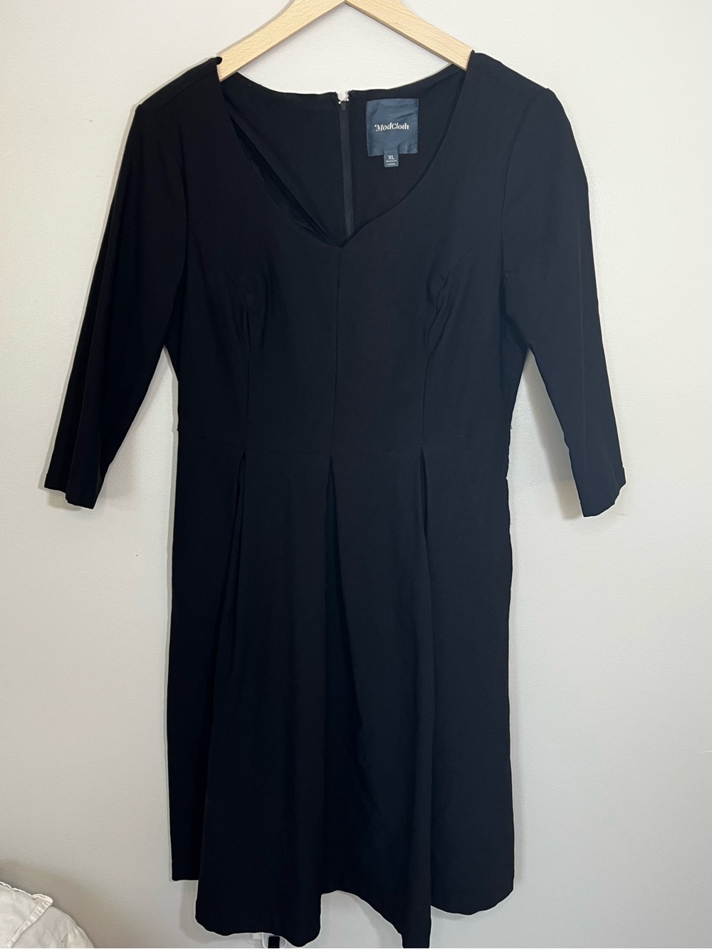 ModCloth Black Fit & Flare Pleated Structured Midi Dress Women’s XL Retro